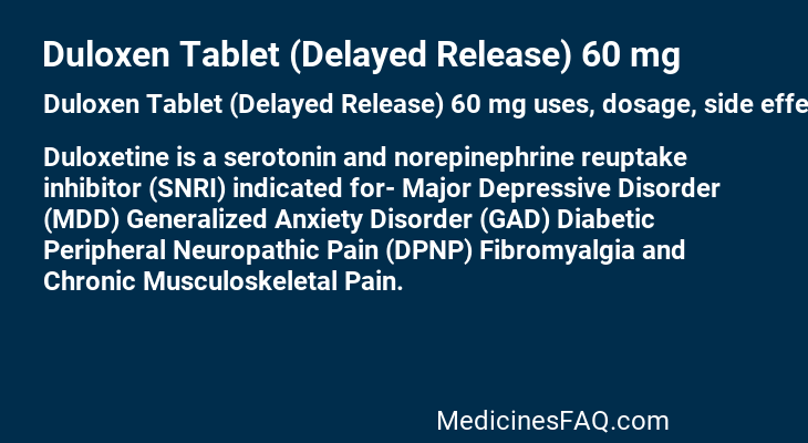 Duloxen Tablet (Delayed Release) 60 mg