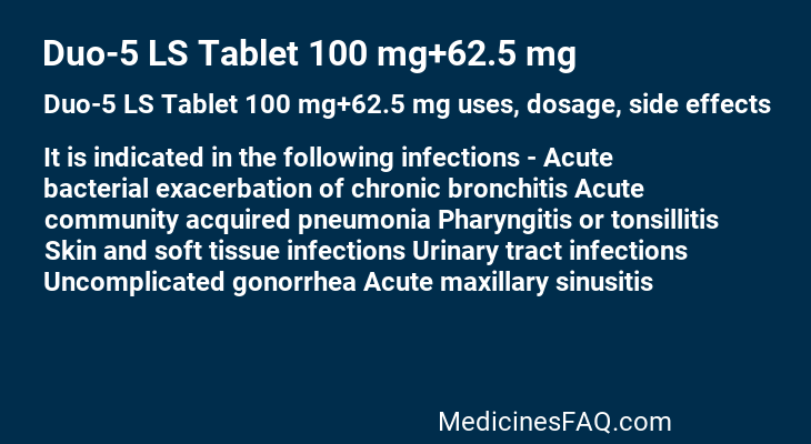 Duo-5 LS Tablet 100 mg+62.5 mg