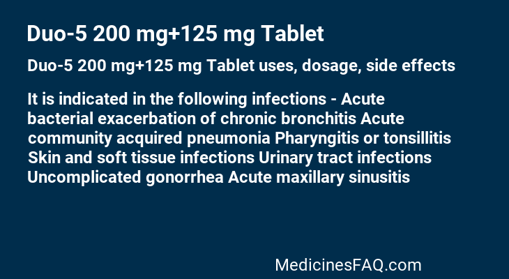 Duo-5 200 mg+125 mg Tablet