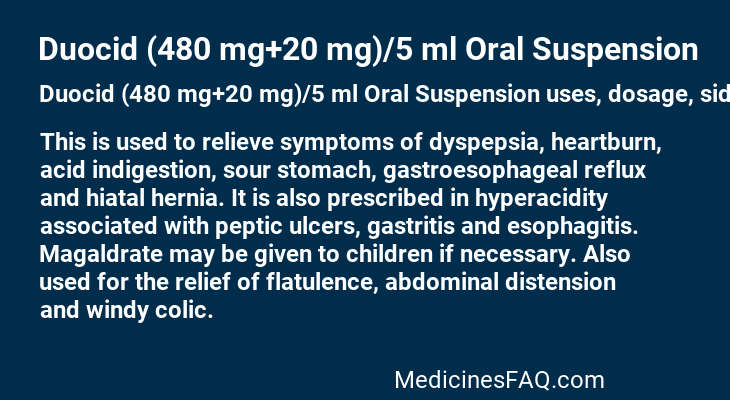 Duocid (480 mg+20 mg)/5 ml Oral Suspension