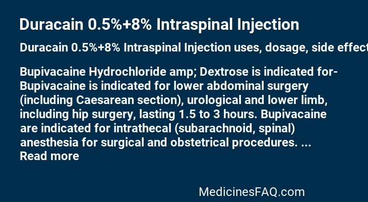 Duracain 0.5%+8% Intraspinal Injection