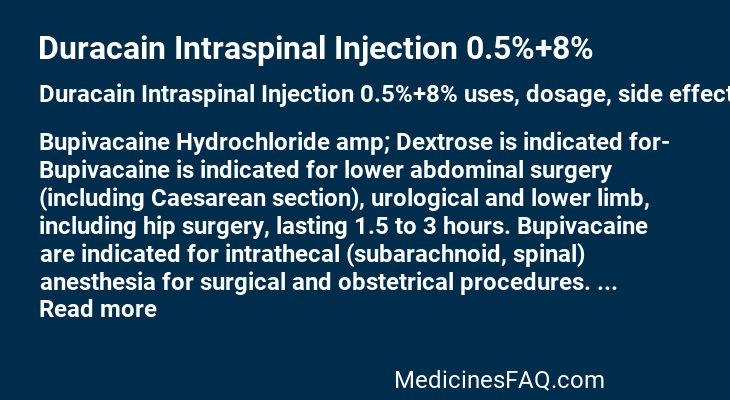 Duracain Intraspinal Injection 0.5%+8%