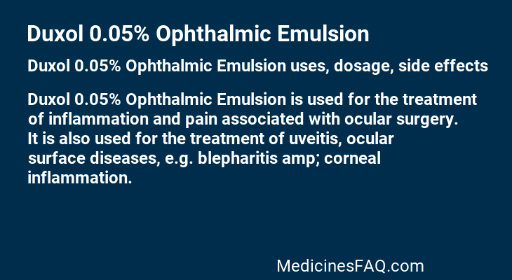 Duxol 0.05% Ophthalmic Emulsion