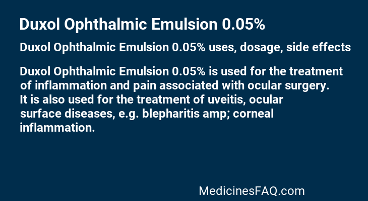 Duxol Ophthalmic Emulsion 0.05%