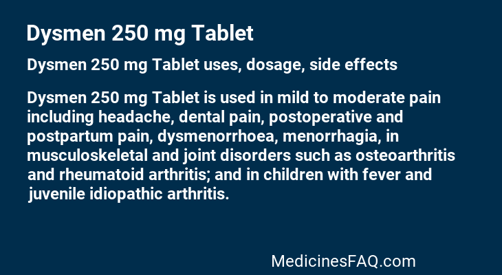 Dysmen 250 mg Tablet