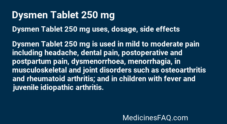Dysmen Tablet 250 mg