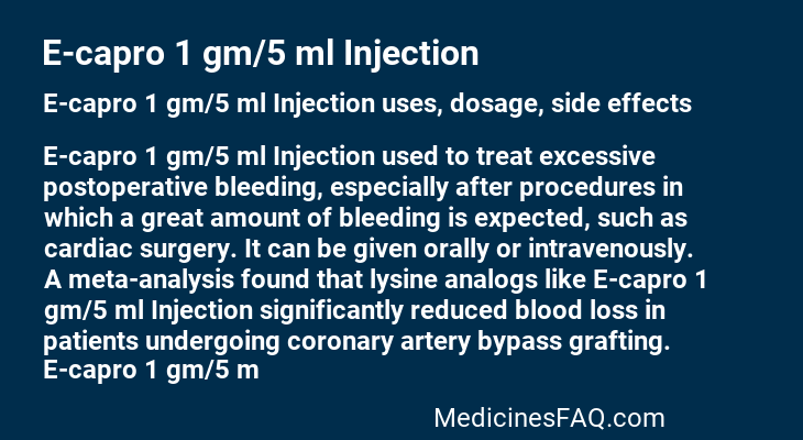 E-capro 1 gm/5 ml Injection