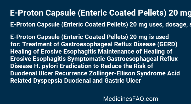 E-Proton Capsule (Enteric Coated Pellets) 20 mg