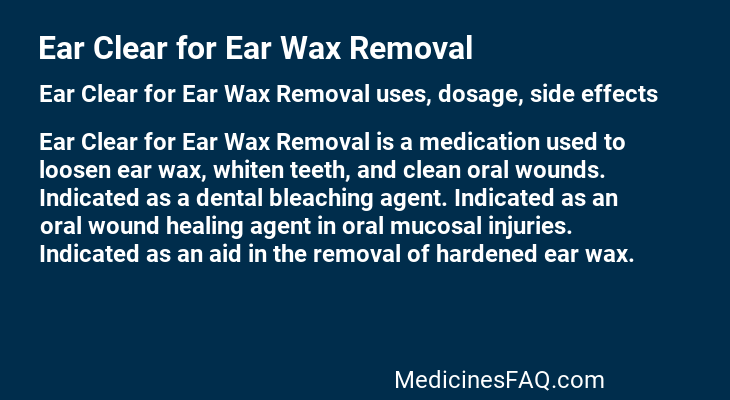 Ear Clear for Ear Wax Removal