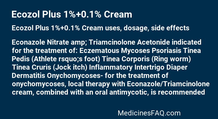 Ecozol Plus 1%+0.1% Cream