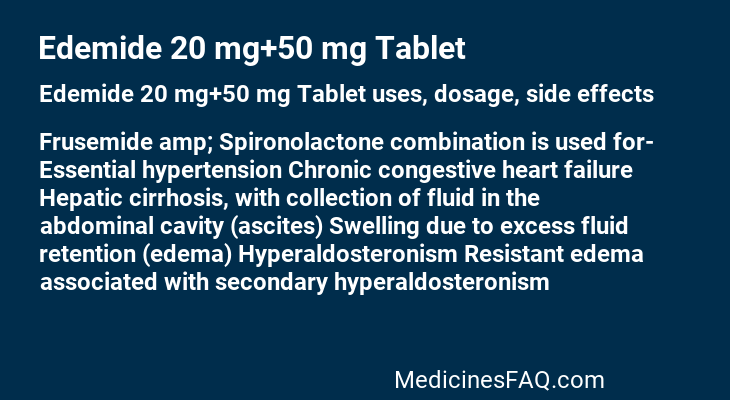 Edemide 20 mg+50 mg Tablet