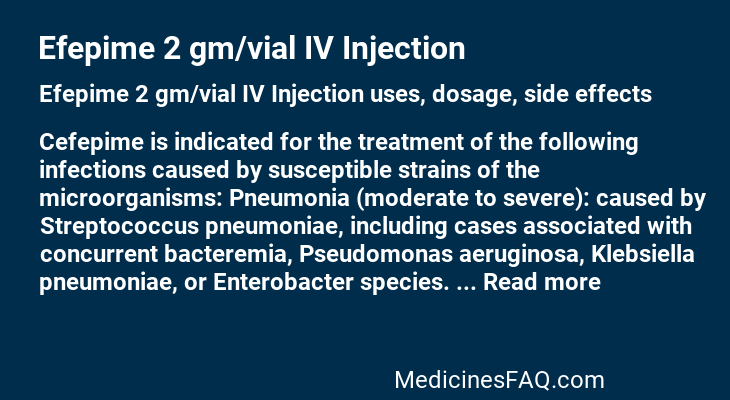 Efepime 2 gm/vial IV Injection