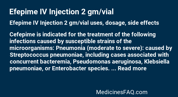 Efepime IV Injection 2 gm/vial