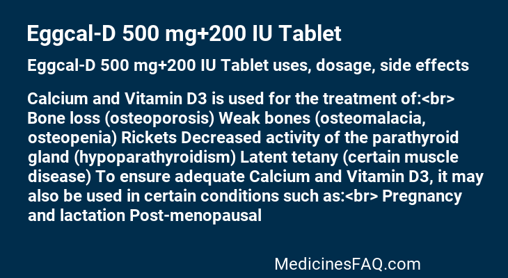 Eggcal-D 500 mg+200 IU Tablet