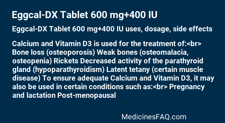 Eggcal-DX Tablet 600 mg+400 IU