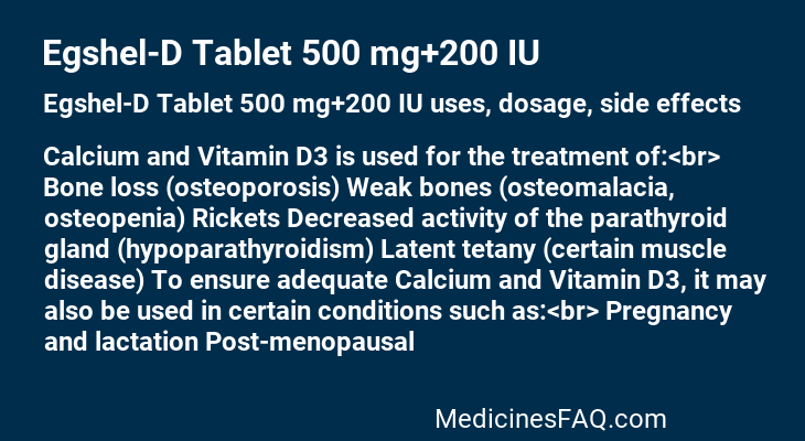 Egshel-D Tablet 500 mg+200 IU