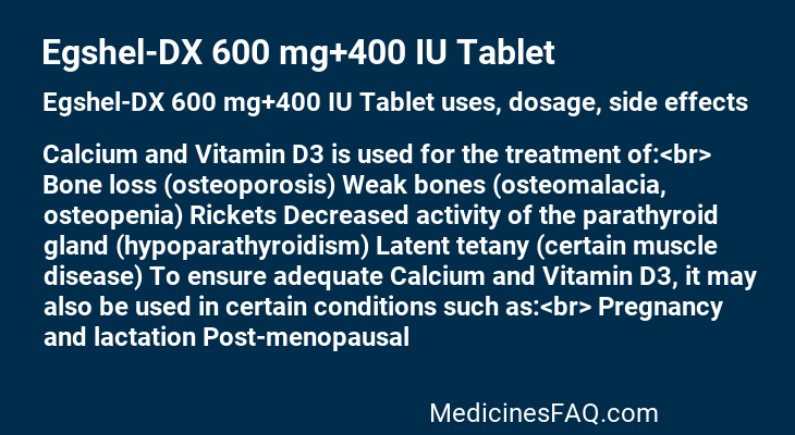 Egshel-DX 600 mg+400 IU Tablet