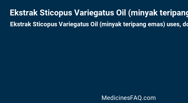 Ekstrak Sticopus Variegatus Oil (minyak teripang emas)