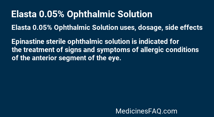 Elasta 0.05% Ophthalmic Solution