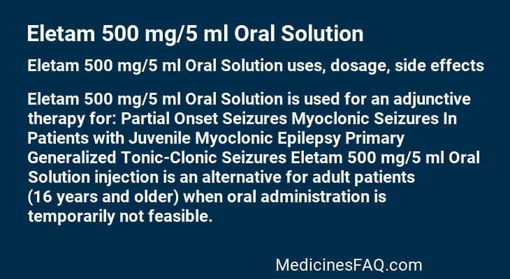 Eletam 500 mg/5 ml Oral Solution