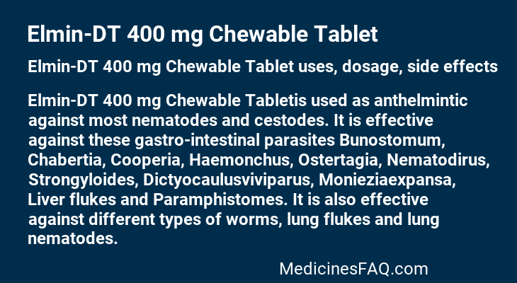 Elmin-DT 400 mg Chewable Tablet