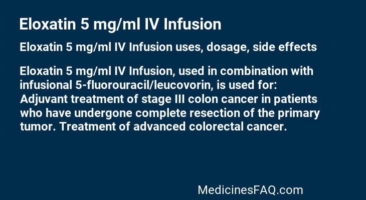 Eloxatin 5 mg/ml IV Infusion