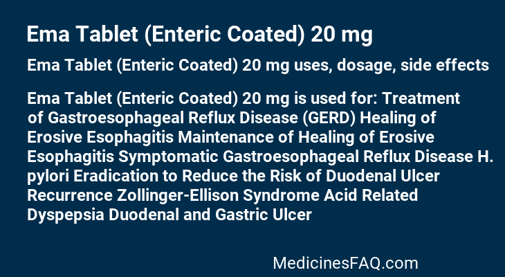 Ema Tablet (Enteric Coated) 20 mg