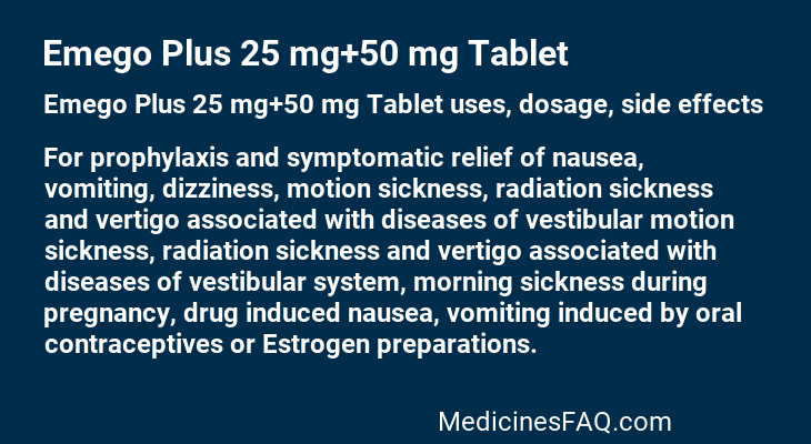 Emego Plus 25 mg+50 mg Tablet