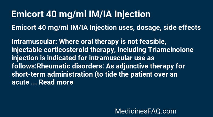 Emicort 40 mg/ml IM/IA Injection