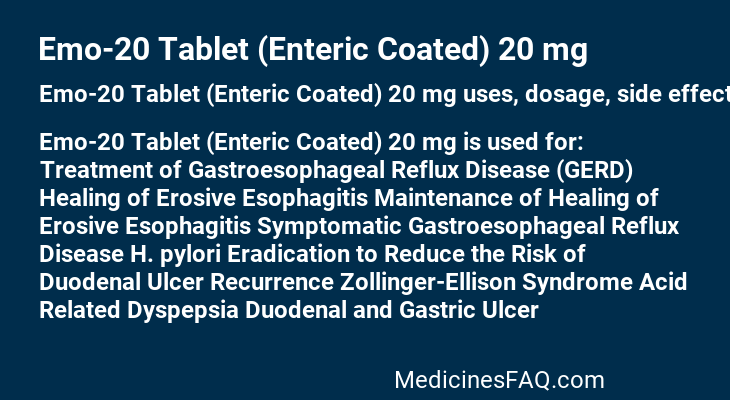 Emo-20 Tablet (Enteric Coated) 20 mg