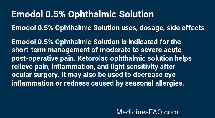 Emodol 0.5% Ophthalmic Solution