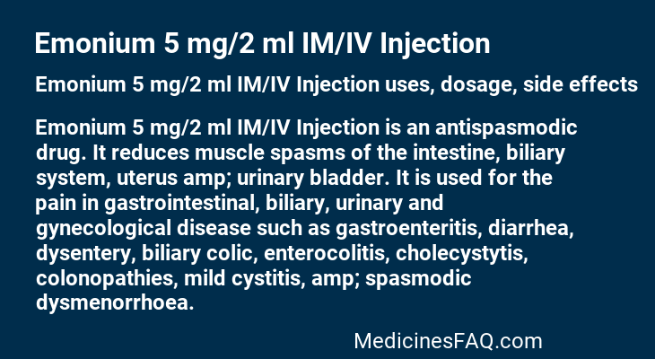 Emonium 5 mg/2 ml IM/IV Injection