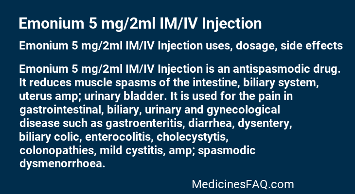 Emonium 5 mg/2ml IM/IV Injection