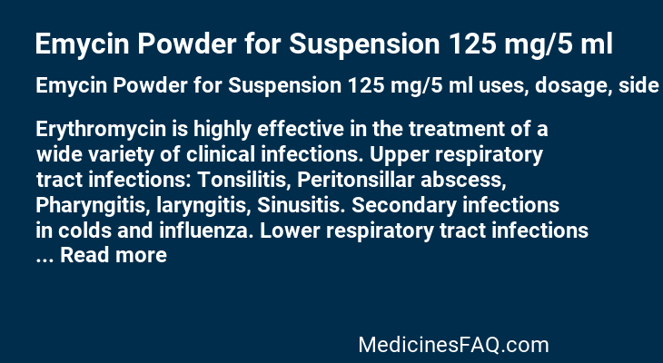 Emycin Powder for Suspension 125 mg/5 ml