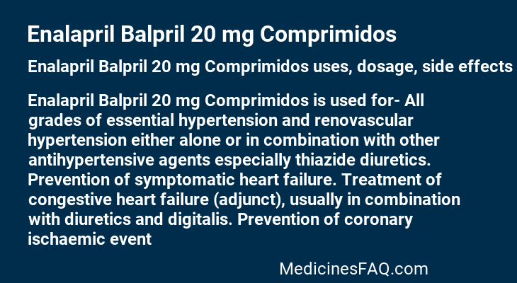 Enalapril Balpril 20 mg Comprimidos