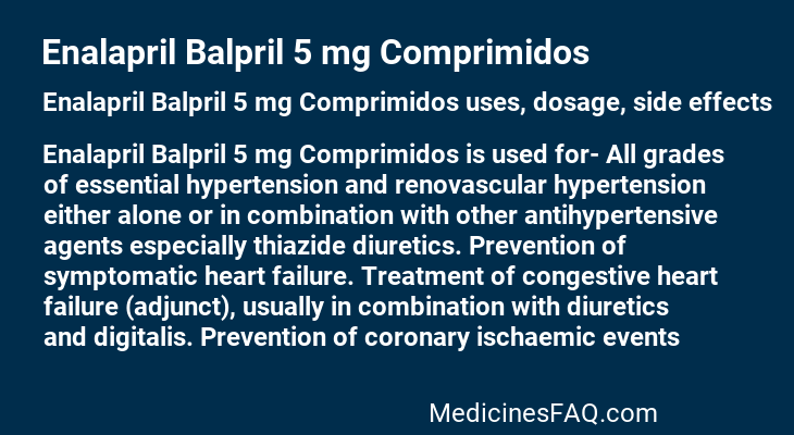 Enalapril Balpril 5 mg Comprimidos