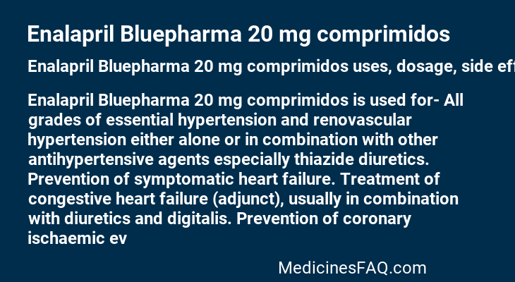 Enalapril Bluepharma 20 mg comprimidos