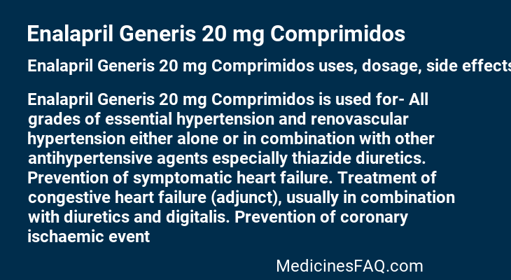 Enalapril Generis 20 mg Comprimidos
