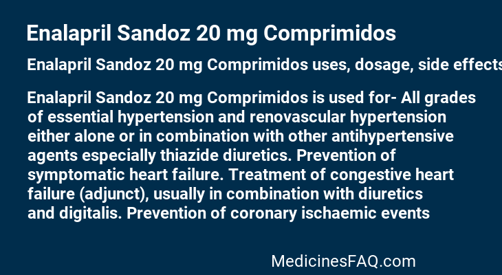Enalapril Sandoz 20 mg Comprimidos