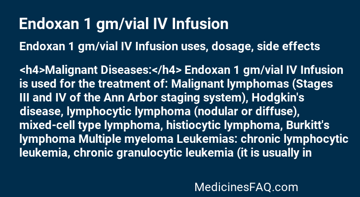 Endoxan 1 gm/vial IV Infusion