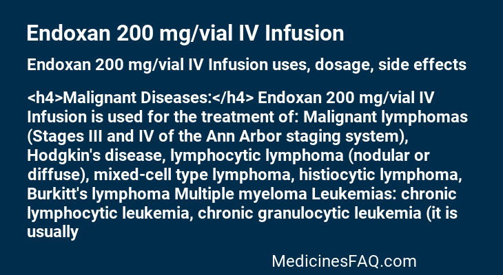 Endoxan 200 mg/vial IV Infusion