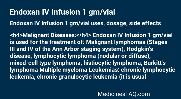 Endoxan IV Infusion 1 gm/vial