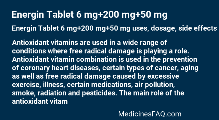 Energin Tablet 6 mg+200 mg+50 mg