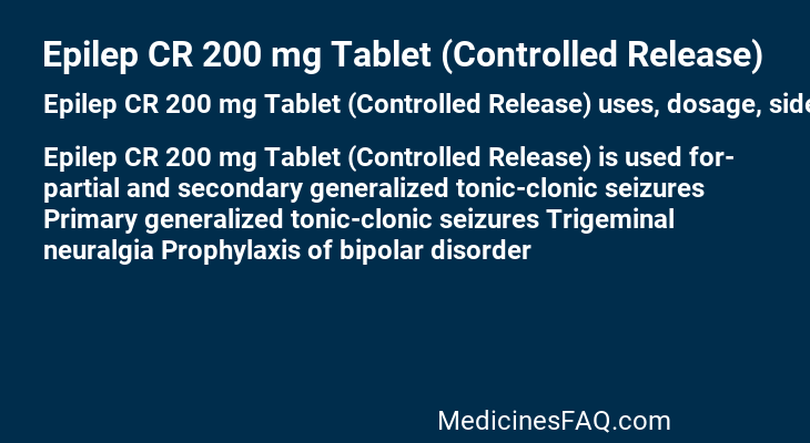 Epilep CR 200 mg Tablet (Controlled Release)