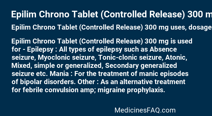 Epilim Chrono Tablet (Controlled Release) 300 mg