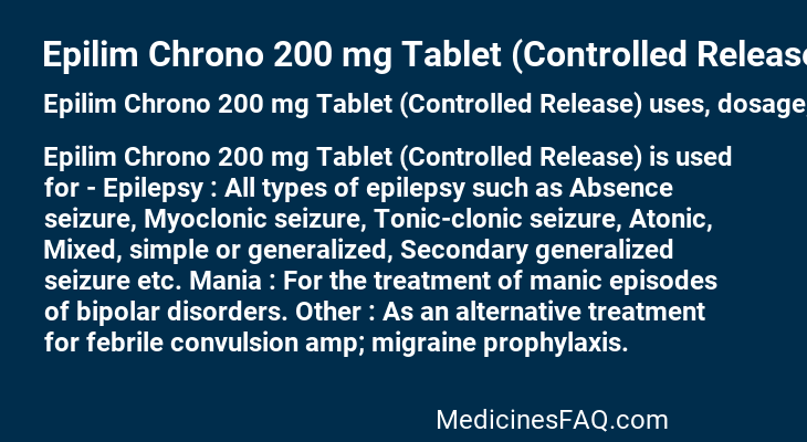 Epilim Chrono 200 mg Tablet (Controlled Release)