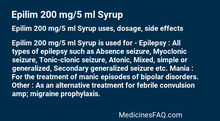 Epilim 200 mg/5 ml Syrup