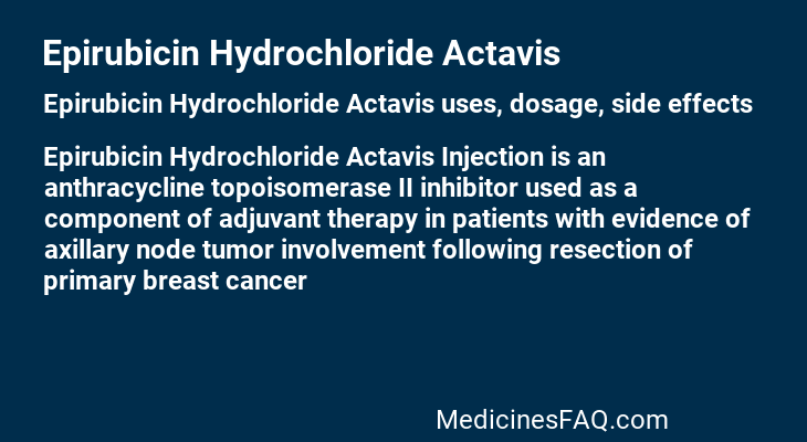 Epirubicin Hydrochloride Actavis