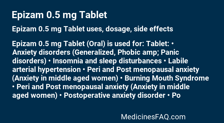 Epizam 0.5 mg Tablet