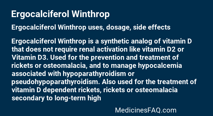 Ergocalciferol Winthrop